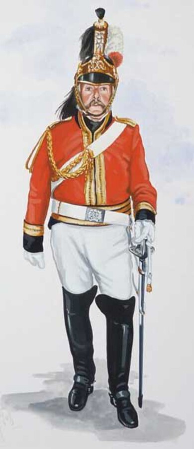 Antique Original Military Painting – Officer – 1st King’s Dragoon Guards -1815