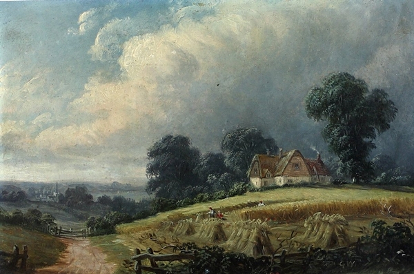 George Wright - Extensive Landscape with children playing