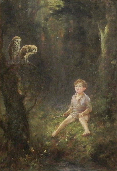 Henry Stephen Ludlow - Portrait of Boy and Owl