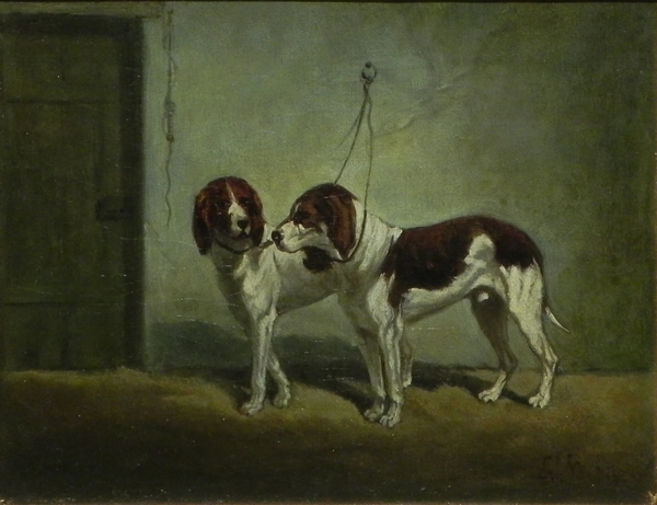 Dogs Tied up in INTERIOR - Unknown Artist