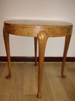 BURR WALNUT ART DECO DRUM TABLE / HAND CRAFTED & VENEERED.  