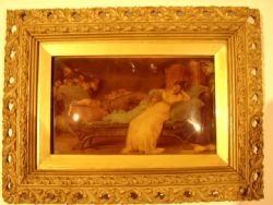 VICTORIAN CHRYSTOLEON IN ORNATE GILT & PLASTER FRAME C1840-50 