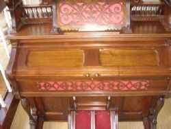 VICTORIAN WALNUT PEDAL ORGAN C 1880 