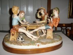 CAPODIMONTE 1958 THE CHEATS ON WOODEN BASE No.330 