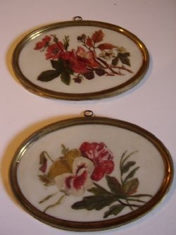 VICTORIAN PORCELAIN HAND PAINTED MINATURE WALL PLAQUES 