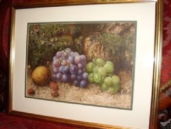 ANTIQUE WATERCOLOUR OF FRUIT STILL LIFE BY JAMES T.CLAPHAM. 