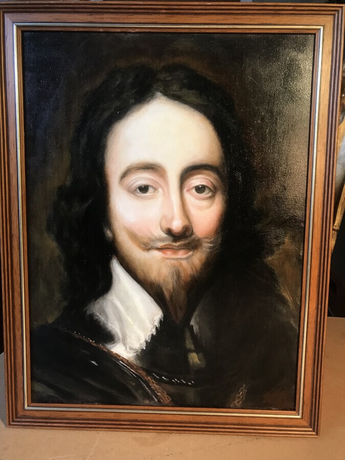 Oil Portrait King Charles I After Van Dyck 17.5 X 13.5 Inches Royal Painting