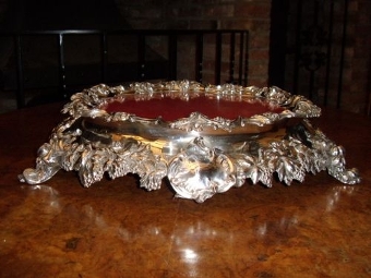 Antique SILVER PLATED STAND ENCRUSTED WITH ORNATE GRAPES & LEAVES WITH THREE FEET  C1900-1910 & 19