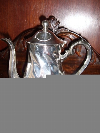 Antique SILVER PLATED COFFEE & TEA SET WITH MILK JUG AND LIDDED SUGAR POT