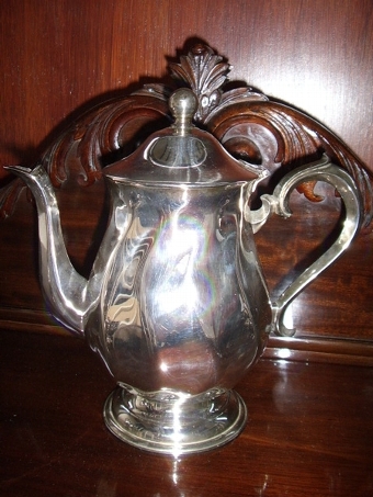 Antique SILVER PLATED COFFEE & TEA SET WITH MILK JUG AND LIDDED SUGAR POT