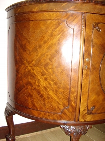 Antique MAHOGANY FRENCH POLISHED & VENEERED DEMI-LINE SIDEBOARD WITH BALL & CLAW FEET