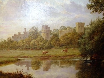WARWICK CASTLE OIL PAINTING BY BRITISH ARTIST JOHN ANDERSON  BORN 1835  34 X 25 INCHES IN ORIGINA...