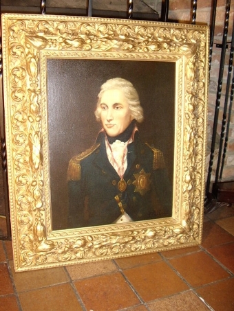 Antique HORATIO LORD NELSON SIGNED OIL PORTRAIT 