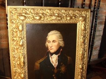 Antique HORATIO LORD NELSON SIGNED OIL PORTRAIT 