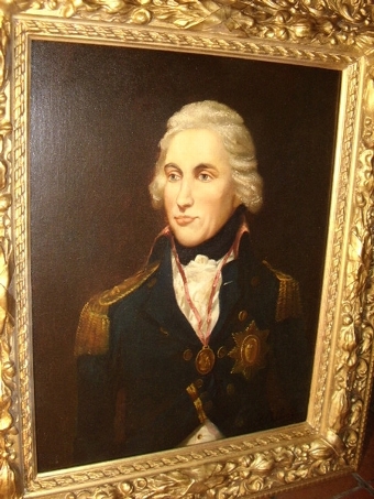 Antique HORATIO LORD NELSON SIGNED OIL PORTRAIT 
