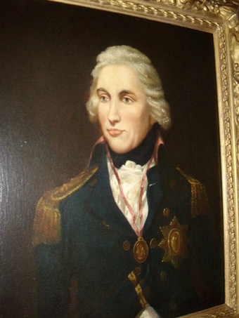 Antique HORATIO LORD NELSON SIGNED OIL PORTRAIT 