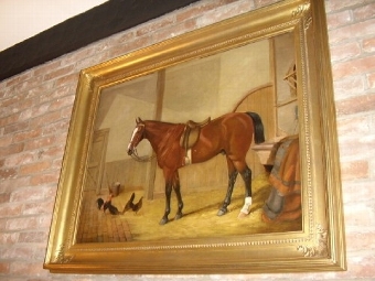 Antique A CHESNUT BAY HUNTER BY JOHN FREDERICK HERRING SENIOR 19TH CENTURY C1844 ENGLISH SCHOOL & MEASURING OVERALL 40 X 48 INCHES