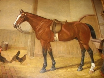 Antique A CHESNUT BAY HUNTER BY JOHN FREDERICK HERRING SENIOR 19TH CENTURY C1844 ENGLISH SCHOOL & MEASURING OVERALL 40 X 48 INCHES