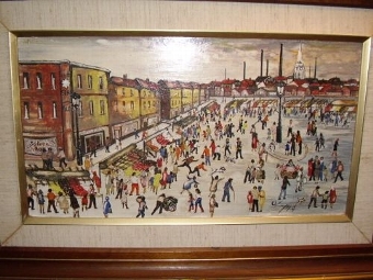 Antique OIL ON BOARD AFTER L.S.LOWRY 1887-1976 