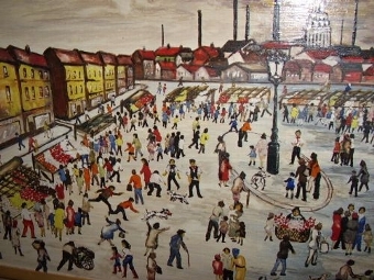 Antique OIL ON BOARD AFTER L.S.LOWRY 1887-1976 