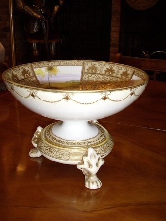 NORITAKE COMPORT ON STAND WITH THREE LEAF FEET C1910-20 & HAND PAINTED 