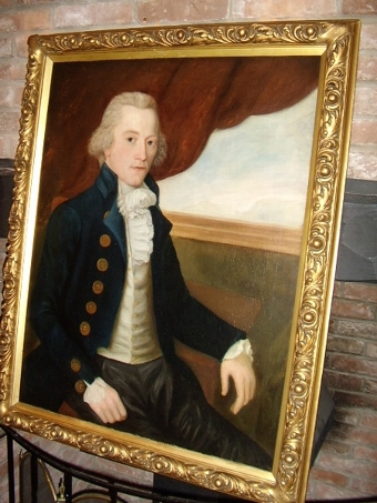 FINE OIL PORTRAIT OF NAVAL OFFICER MAJOR GALLESPIE OF THE BENGAL ENGINEERS AT TRAFALGAR C1760-180...