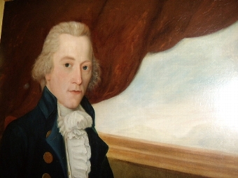 Antique FINE OIL PORTRAIT OF NAVAL OFFICER MAJOR GALLESPIE OF THE BENGAL ENGINEERS AT TRAFALGAR C1760-1805 