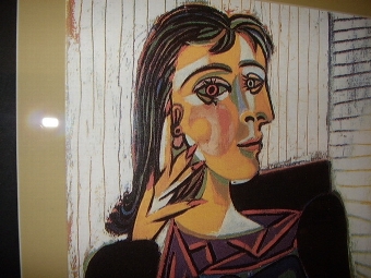 Antique PABLO PICASSO EARLY PRINT OF LOVER DORA MAAR IN 1960 ORIGINAL FRAME 21 X 27 INCHES