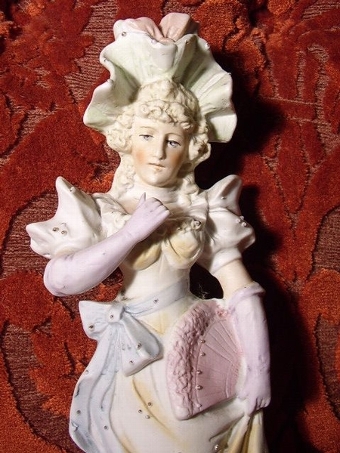 Antique PAIR OF BISC AUSTRIAN FIGURINES 10.5 INCHES HIGH C1890-1900