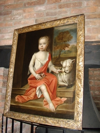17TH CENTURY PORTRAIT OF YOUNG GIRL WITH LAMB