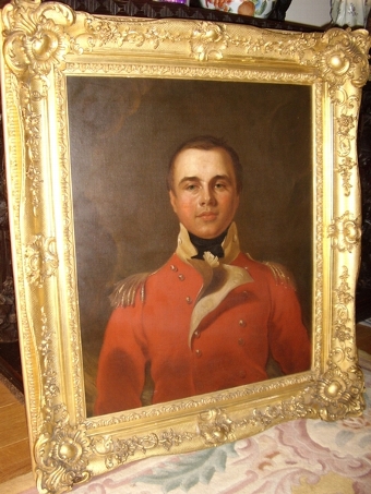 OIL PORTRAIT PAINTING ATTRIBUTED TO SIR THOMAS LAWRENCE (1769-1825) OF A BRITISH ARMY OFFICER IN ...