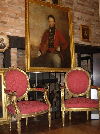 Antique LATE 18TH CENTURY LARGE OIL PORTRAIT OF MAJOR SIR CHARLES SHIPLEY 1755-1815 ENGLISH SCHOOL AFTER ARTIST ECKSTEIN 59 X 46 INCHES CIRCA 1790-1800 IN ORIGINAL FRAME