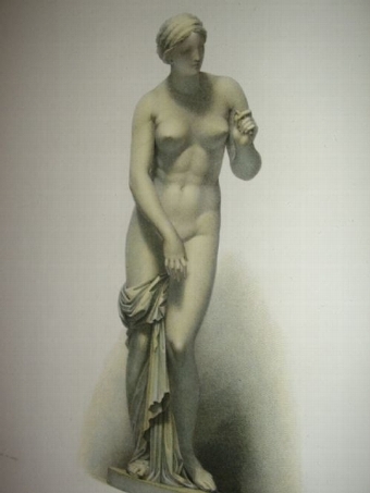 Antique ORIGINAL TONED ETCHING OF MARBLE STATUE 