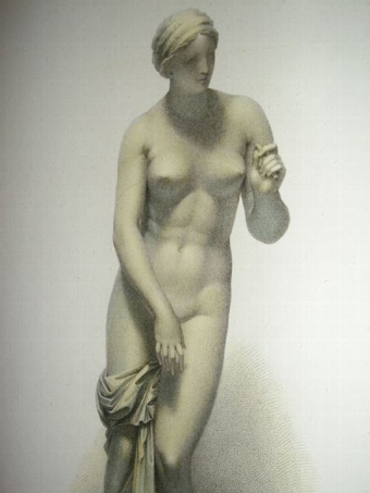 Antique ORIGINAL TONED ETCHING OF MARBLE STATUE 