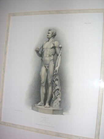 Antique ORIGINAL TONED ETCHING OF MARBLE STATUE TITLED 