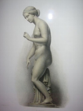 ORIGINAL TONED ETCHING OF MARBLE STATUE 