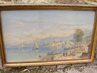 VICTORIAN PRINT OF THE BAY OF NAPLES AFTER AN ORIGINAL WATERCOLOUR PAINTING BY ARTIST THOMAS LEES...