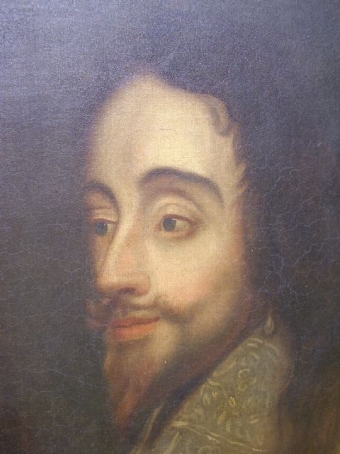 18TH CENTURY OIL PORTRAIT OF KING CHARLES 1ST AFTER VAN DYCK'S TRIPTYCH THREE HEADED VERSION & LA...