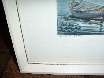 Antique WATERCOLOUR OF MARSAXLOKK FISHING HARBOUR IN MALTA BY ARTIST G.L.GALIA 