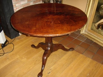 GEORGE III DARK MAHOGANY TILT-TOP ROUND PEDISTAL TEA TABLE 35 INCH DIAMETER C1760 EXTREMELY WELL ...