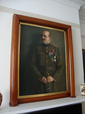 MILITARY OIL PORTRAIT OF WW1 BELGIAN ARMY GENERAL C1920 & MEASURING 47 X 56 X 5.5 INCHES