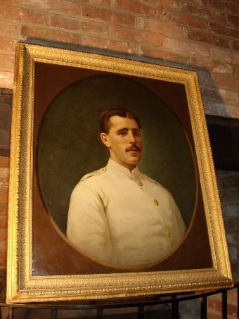 TITANIC WHITE STAR LINE OIL PORTRAIT OF AN OFFICER WEARING MESS OR SUMMER UNIFORM C1900-1912 SIZE...