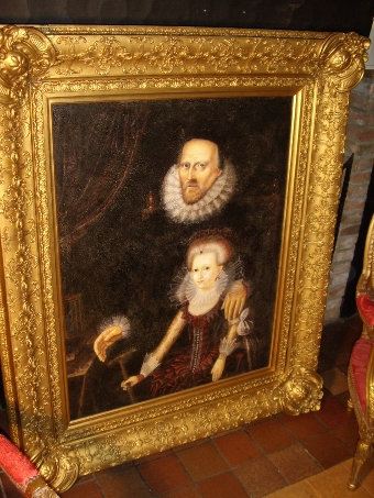 20THC.PORTRAIT COPY AFTER JOHN DE CRITZ OF YOUNG QUEEN ELIZABETH I(TUDOR) & SIR FRANCIS WALSINGHA...