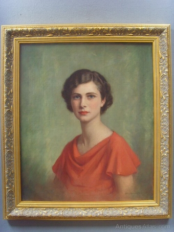 FINE OIL PORTRAIT PAINTING OF AVERIL KINGSTON BERESFORD(LATER SPENCE)BY HER MOTHER DAISY RADCLIFF...