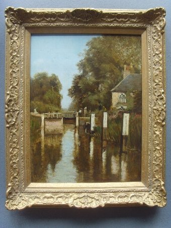 QUALITY VICTORIAN 19TH CENTURY LANDSCAPE OIL PAINTING ON CANVAS BY ARTIST JAMES EDWARD GRACE RBA ...
