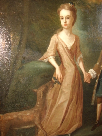 Antique A RARE MOSES VANDERBANK OIL PAINTING ON CANVAS OF A GEORGE 11 PERIOD FAMILY GROUP SIGNED & DATED C1733. FULLY RESTORED MEASURING A HUGE 82 X 56 INCHES FRAMED