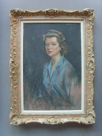 OIL PORTRAIT PAINTING BY VASCO LAZZOLO (AKA VICTOR LAZZOLA) OF AN ATTRACTIVE YOUNG SOCIALITE PRES...