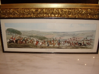 COLOURED PRINT OF LEICESTERSHIRE HUNT IN PROGRESS TITLED 