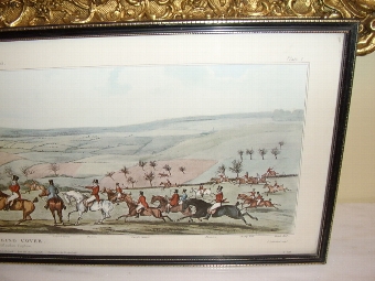 Antique COLOURED PRINT OF LEICESTERSHIRE HUNT IN PROGRESS TITLED 
