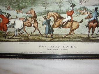 Antique COLOURED PRINT OF LEICESTERSHIRE HUNT IN PROGRESS TITLED 